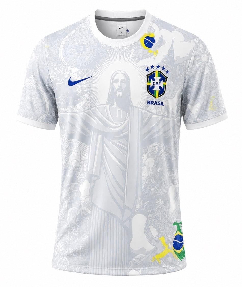 Maillot du Brésil Premium Blanc – Édition Cristo Redentor