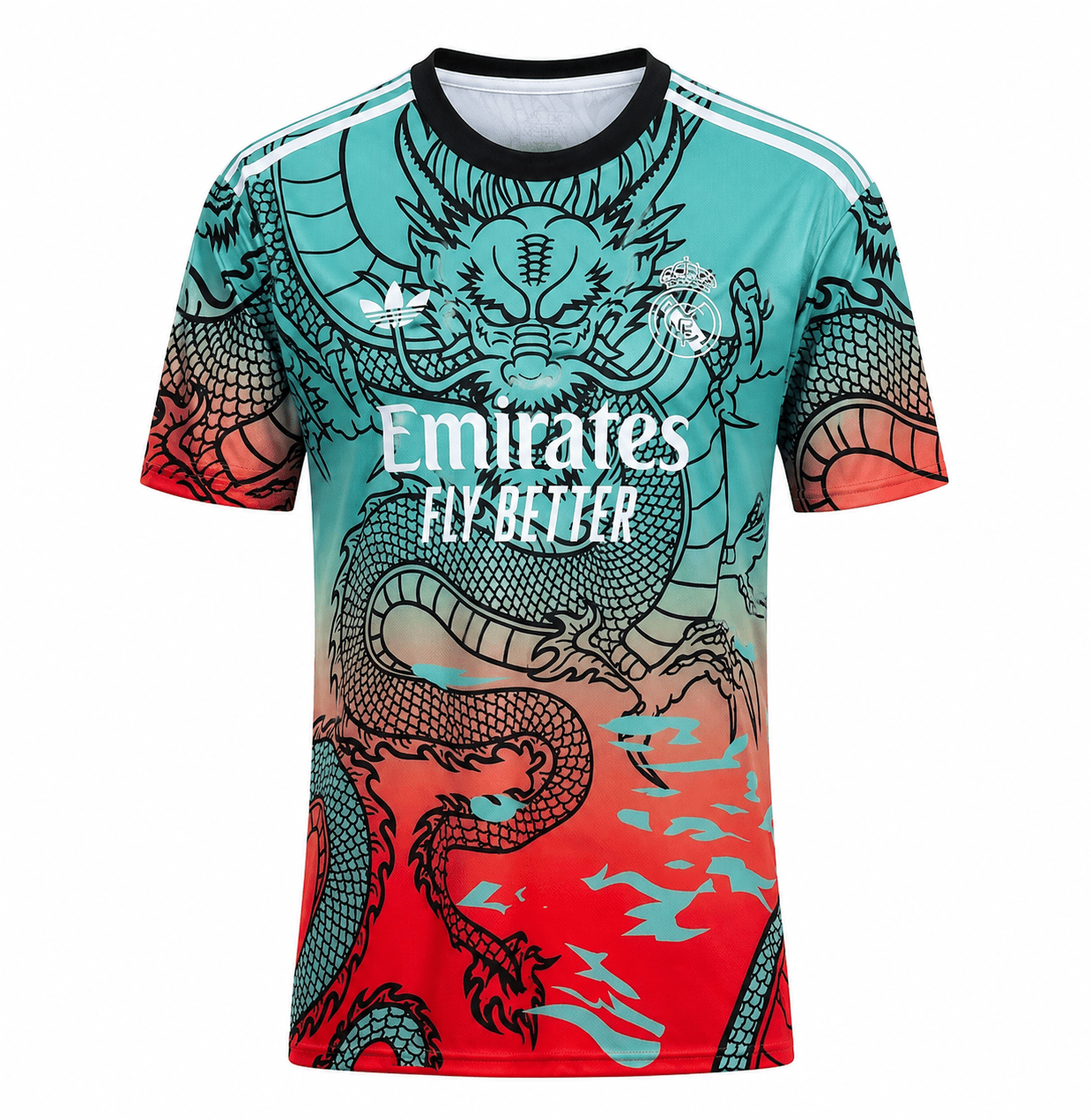 Maillot Réal Madrid Dragon Bleu Turquoise et Rouge – Édition concept - Prestige Maillot